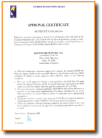 Eauropean Aviation Safety Agency Certificate