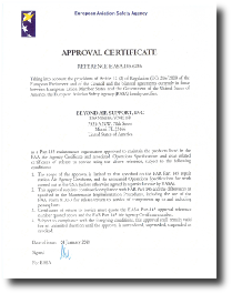Eauropean Aviation Safety agency Certificate